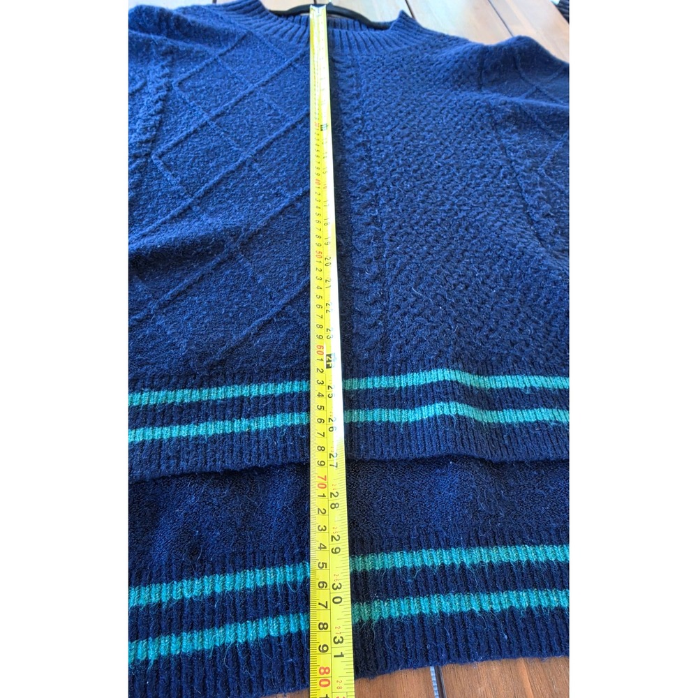 Free People Navy Blue Knit Poncho Sweater Oversized OS Lagenlook Boho Granola - Picture 5 of 5